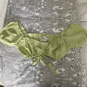 Princess Polly Crop Top Off the Shoulder Sage Green
